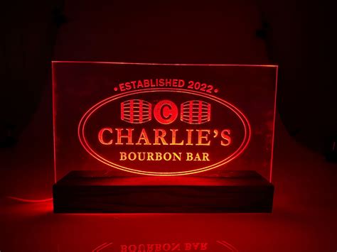 Oak and Acrylic Personalized LED Bar Sign - Or Fully Custom Bar Sign