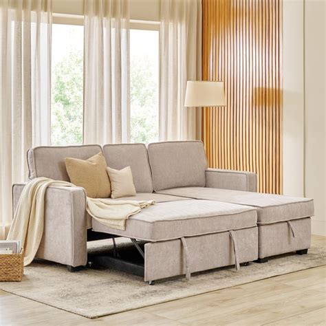 Buy Clarkson Fabric 2-Seater Storage Sofa Bed with Right Chaise - Beige ...