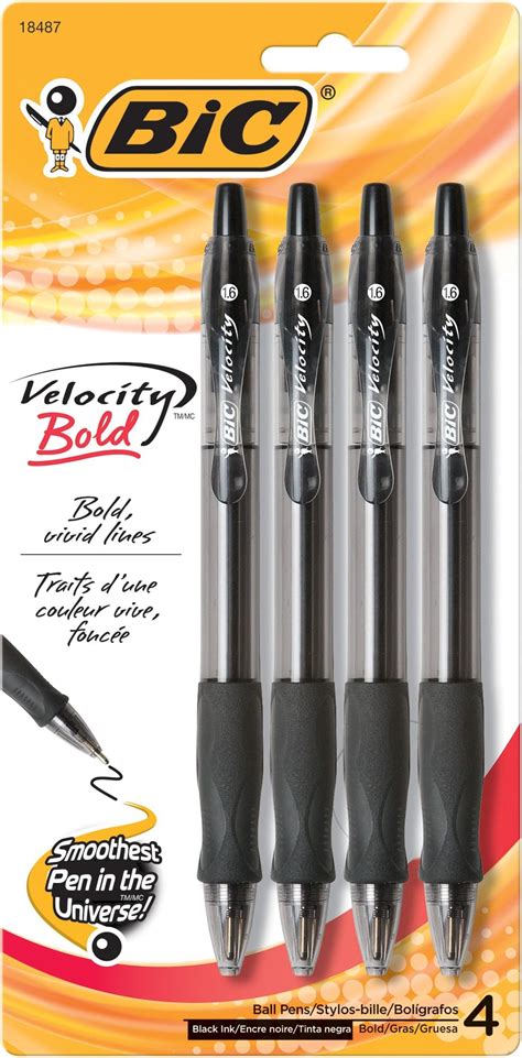 BIC Velocity Bold Ball Pen, 1.6mm, Black, 4ct (VLGBP41-Blk) : Amazon.in ...