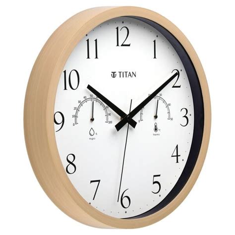Buy Online Titan Chic 30 cm Wooden Wall Clock with Smart Climate ...