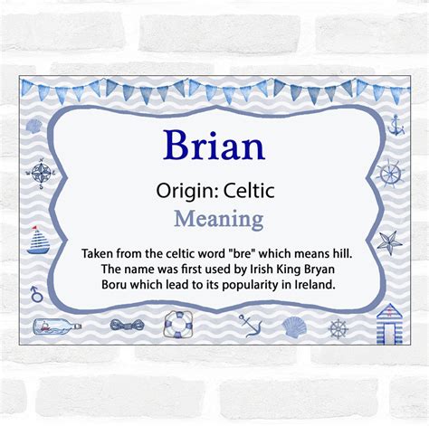 Brian Name Meaning Nautical Certificate - The Card Zoo