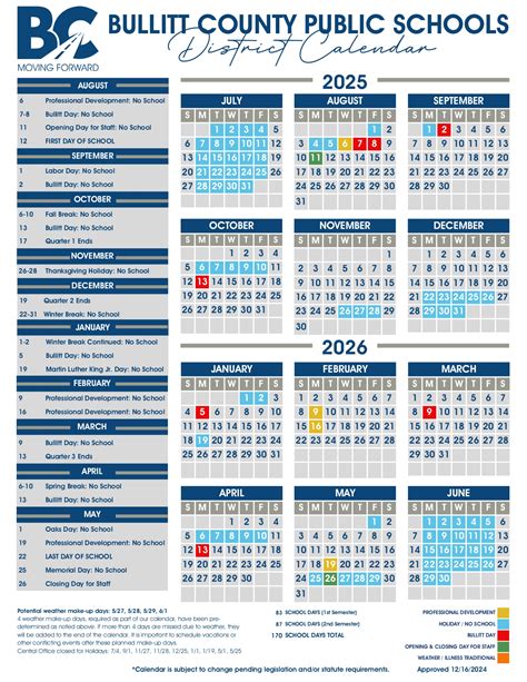 BULLITT COUNTY PUBLIC SCHOOLS 25-26 Calendar Revised [PDF] - EduCounty