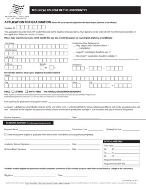 Fillable Online tcl Graduation Application Form - Technical College of ...