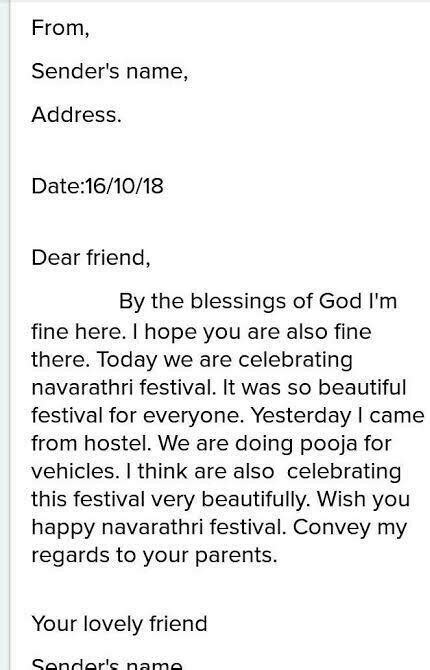 write a letter to your friend describing about your favourite festival ...