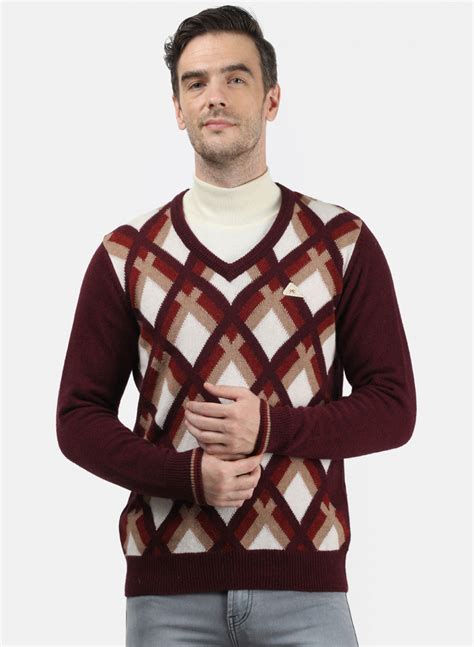 Buy Men Brown & White Solid Pullover Online in India - Monte Carlo