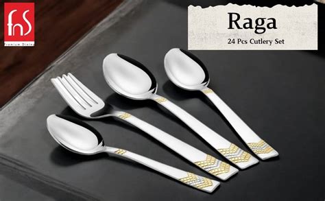 FnS RAGA 24 Karat Gold Plated 24 Pcs Cutlery Set with Leatherette Box ...