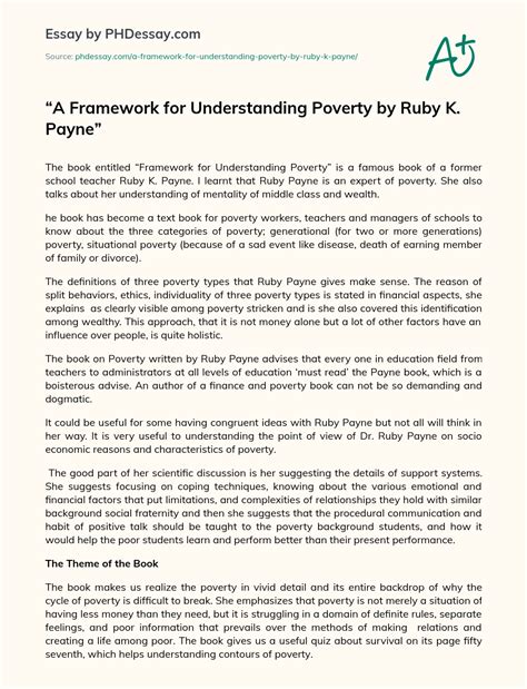 A Framework For Understanding Poverty By Ruby K. Payne Definition ...