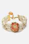 Buy Gold Plated Pearls, Stones Meenakari Floral Bracelet by Dugran By ...