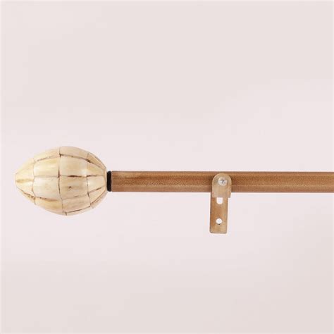 Tusky Bone Finial Extendable Curtain Rod Beige 25MM (Hardware Included ...