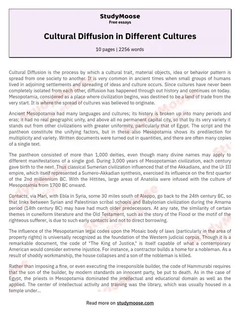 Cultural Diffusion Examples