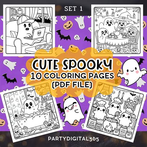 Cute Spooky Halloween Coloring Pages | Hygge Designs (digital Download ...