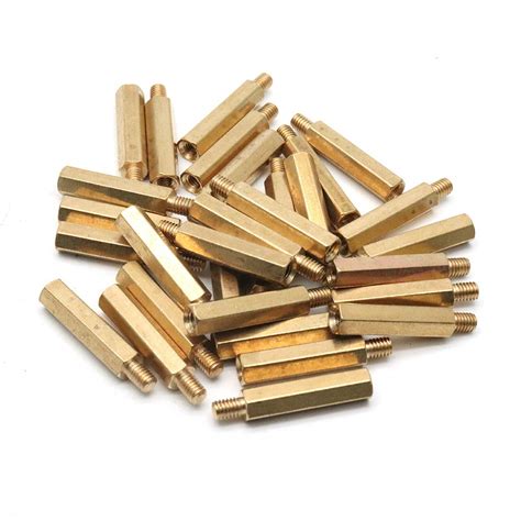 ZXHAO M4x25+6 Pillar Spacers Male to Female Thread Brass Hex Spacer Nut ...