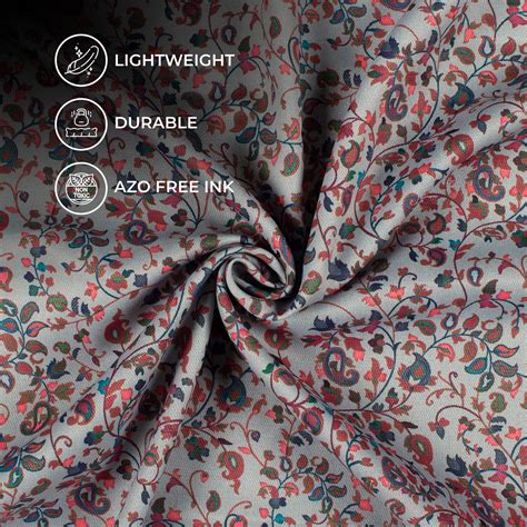 Steel Grey And Sangria Purple Paisley Pattern Digital Print Twill Fabr ...