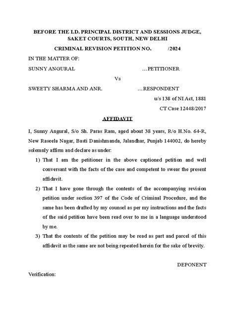 Sunny affidavits - is very much example for affidavit - BEFORE THE LD ...