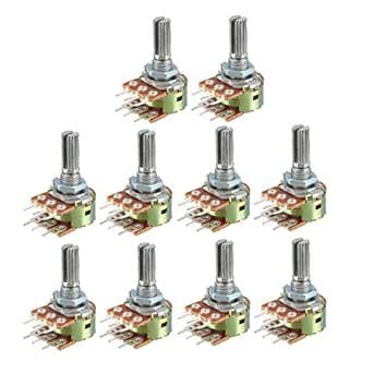 uxcell WH148 500K Ohm Variable Resistors Dual Turn Rotary Carbon Film ...