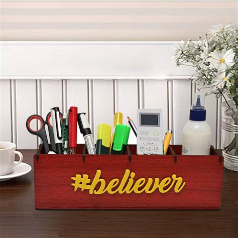 Flipkart.com | Gojeeva 4 Compartments Wooden Desk Organizer & pen stand ...