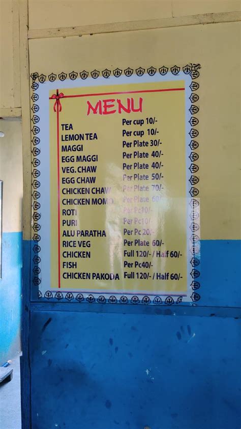 Menu at Hotel Momo Point, Bhalukpong