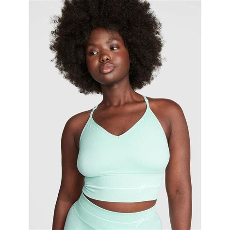 Buy Victoria's Secret Pink Seamless Longline Sports Bra Blue Online