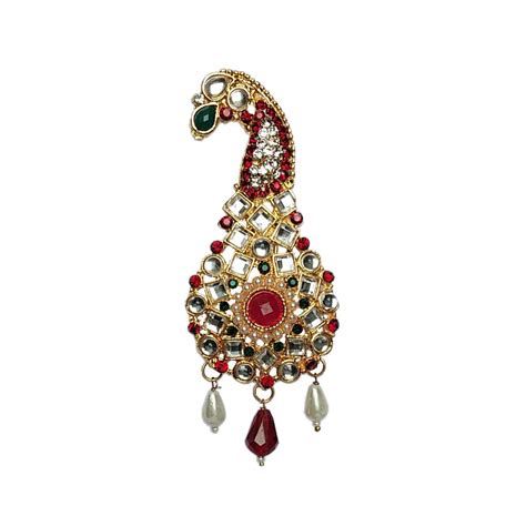 Buy RAADHE CREATION® Golden Plated Traditional Stone Maroon Pearl ...