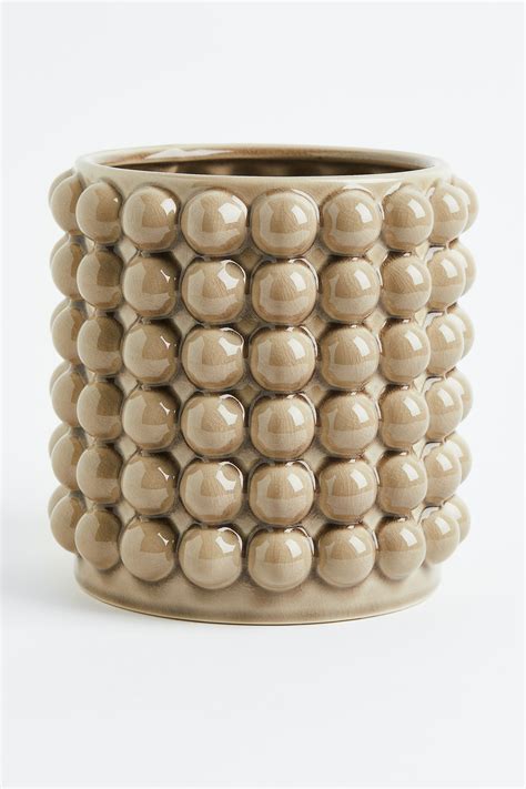 Large bubbled plant pot - Greige - Home All | H&M IN