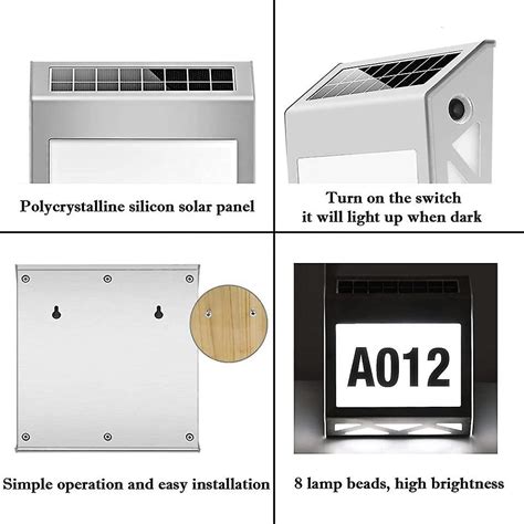 Solar Address Sign, Solar Lighted House Numbers Outdoor LED Lighted House Numbers for Home(Black ...