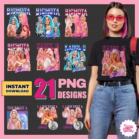 Buy Karol G Bundle Png Bootleg Design for Bichota Retro Black Tshirt ...