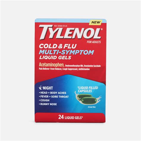 FSA Eligible Tylenol Cold & Flu Multi-Symptom Night Liquid Gels, 24 ct ...
