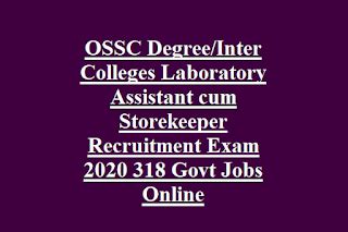 OSSC Degree/Inter Colleges Laboratory Assistant cum Storekeeper ...