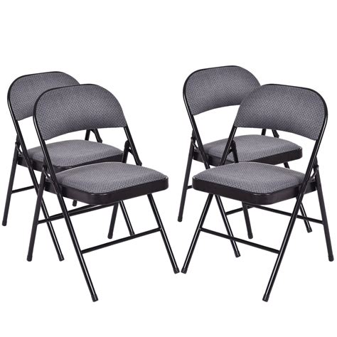 Topbuy Fabric Padded Folding Chair Portable Dining Chairs Pack of 4 ...