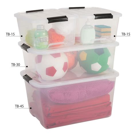 Iris Ohyama, Set of 3, Storage boxes, 30 L, with snap closure ...