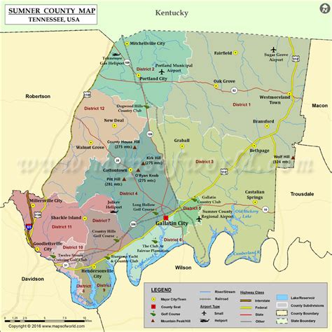 Sumner County Map, TN | Map of Sumner County Tennessee