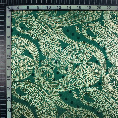 Sacramento Green Paisley Pattern Golden Foil Print Jacquard Booti Japa ...