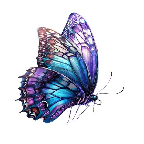 Blue And Purple Butterfly With Sparkle Effect Isolated For Nature ...