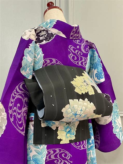 暗がりの紫陽花＊アンティーク仕立て変え名古屋帯 A262 | kimono tento