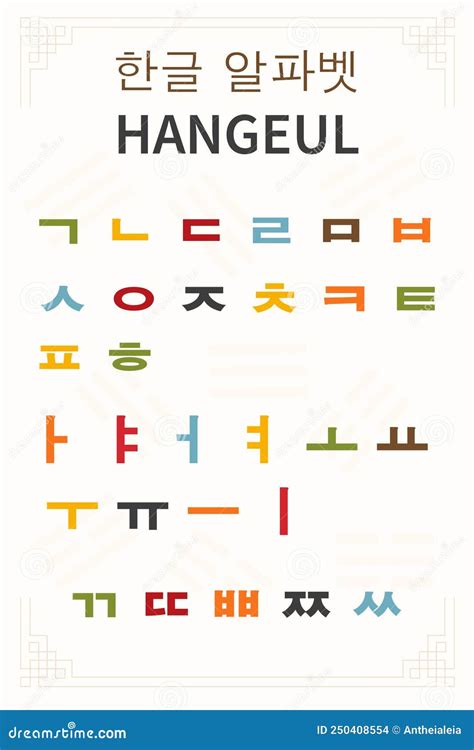 Korean Alphabet Hangeul . Hangul Day. Vector Image and Flag Symbol ...