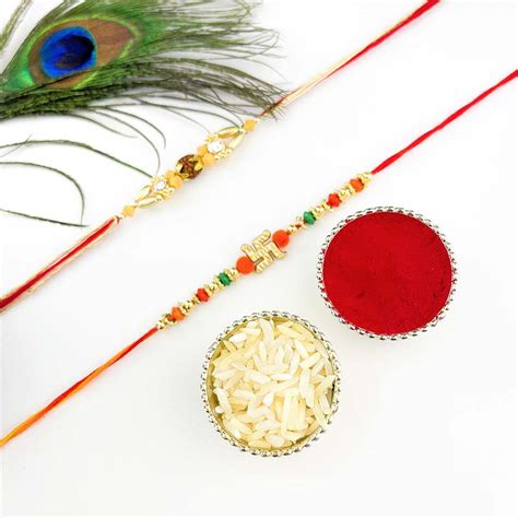 Send Set of 2 Traditional Rakhis Online | Rakhibazaar.com