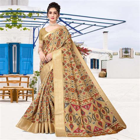 Brown Patola Printed Dola Silk Saree
