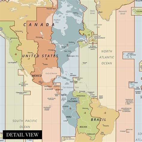 North And South America Time Zones Map | Adams Printable Map