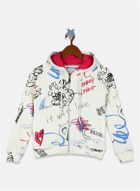 Buy Girls Off White Printed Sweatshirt Online in India - Monte Carlo