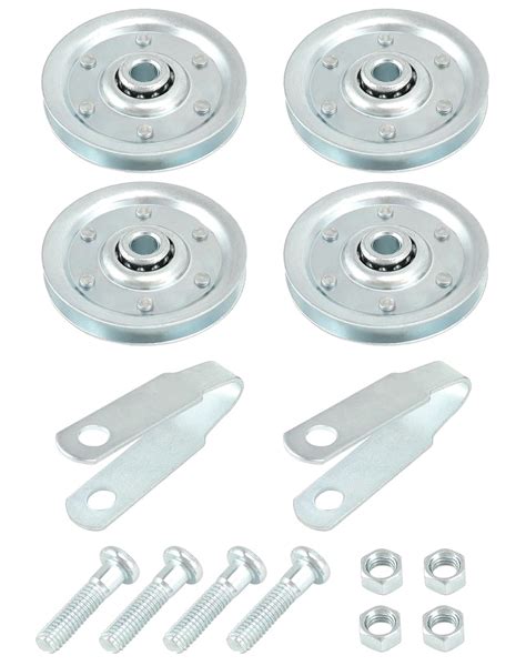 QWORK 4 Pack 3" Heavy Duty Garage Door Pulley Kits, 4 Pcs Sheave ...