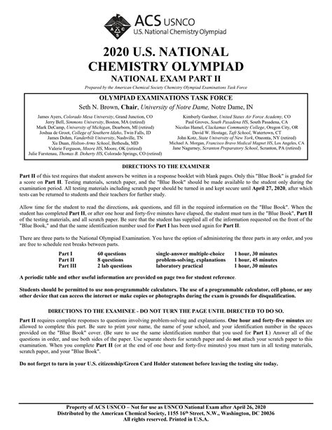 SOLUTION: 2020 usnco exam part ii - Studypool