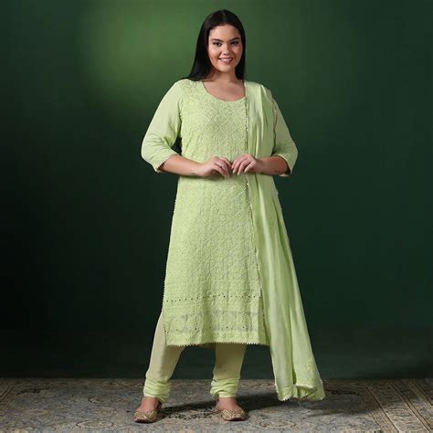 Green mukesh chikankari suit