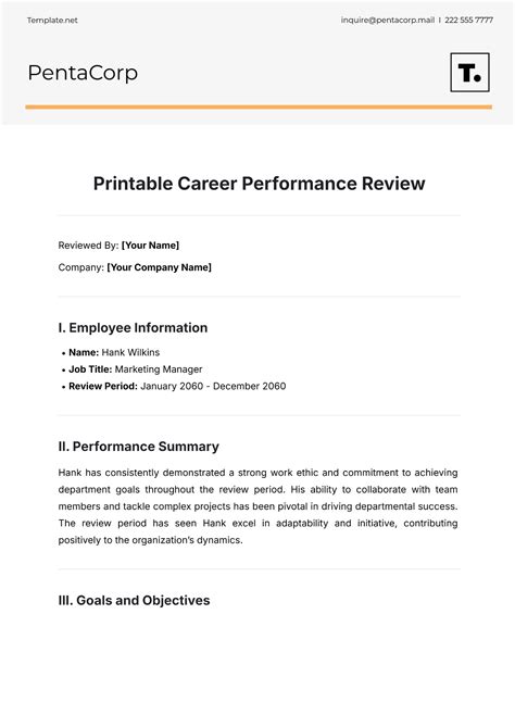 Free Performance Review Templates to Edit Online