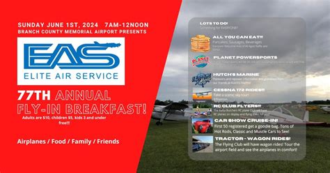 77th Annual Fly-In Breakfast, 300 Airport Drive , Coldwater, MI, United ...