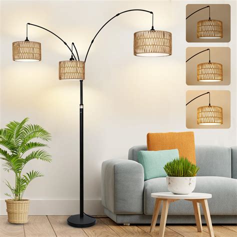 3 Lights Arc Floor Lamps for Living Room, Dimmable Floor Lamp with ...
