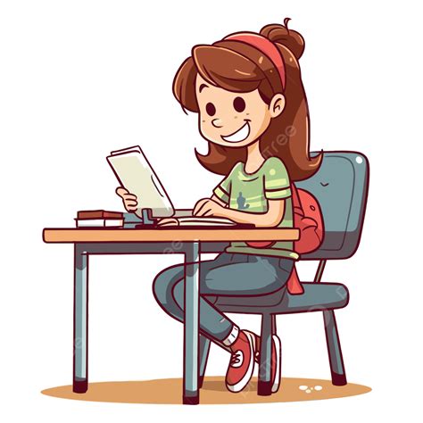 Clipart Student At Desk