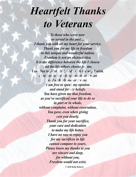 Veterans Day Thank You Poems | FREE Printable
