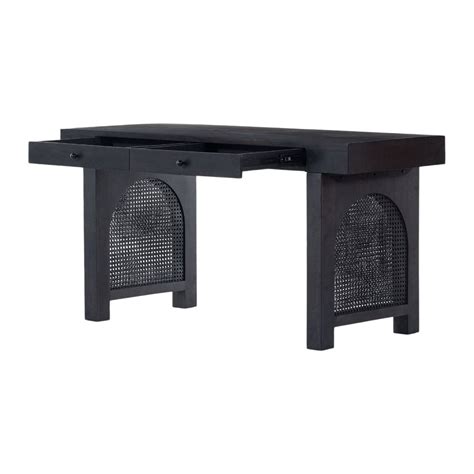 Nick Solid Mango Wood & Rattan Desk – Nismaaya Decor