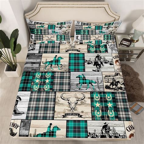 YST Western Bed Cover Twin Country Cowboy Bedding Set Boho Skull Horse ...