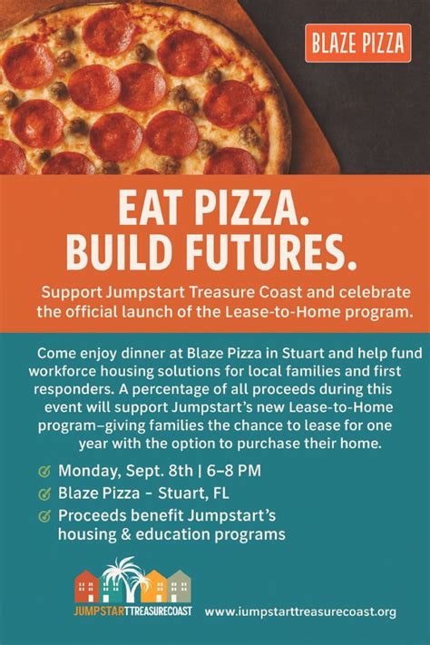 Jumpstart Blaze Pizza Fundraiser, Blaze Pizza (Stuart), 8 September ...